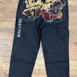 NINTH HALL AMBUSH Jeans Mens Size 32 Dragon Embroidered Baggy Wide Leg Y2K style